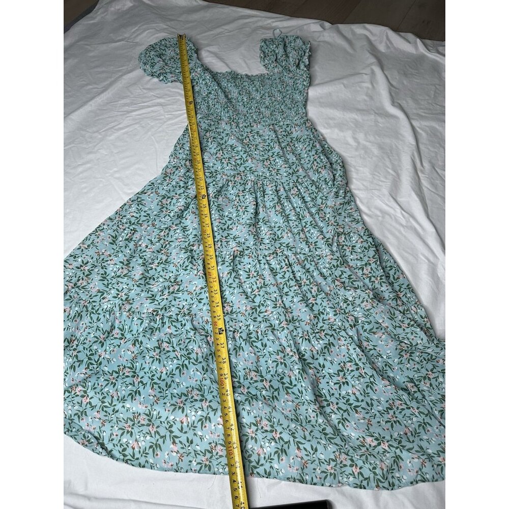 ASTR Bustier Puff Sleeve Midi Dress Floral Blue Small - Picture 7 of 7